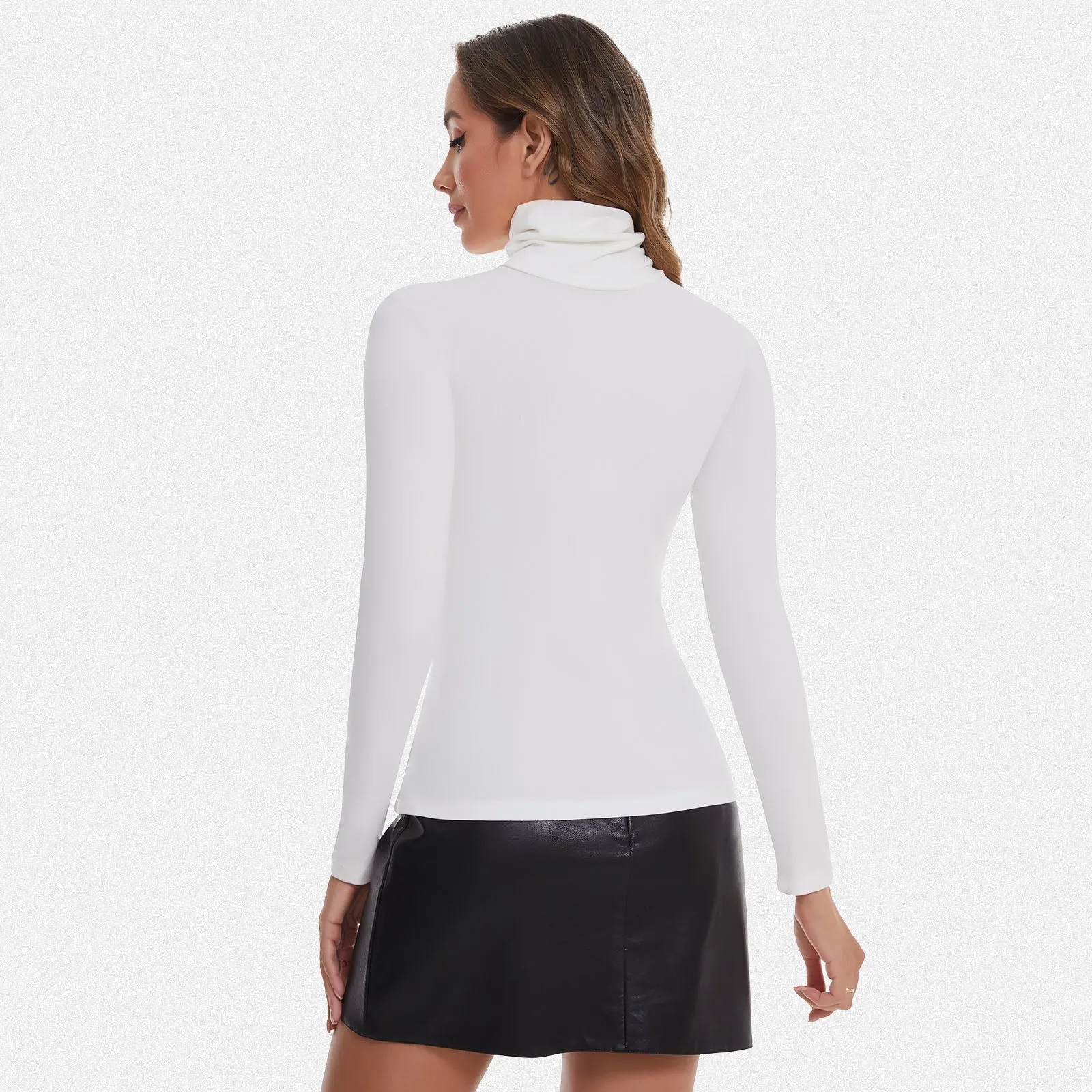Shaperin Long Sleeve Turtleneck Tops Slim Pullover Shirts