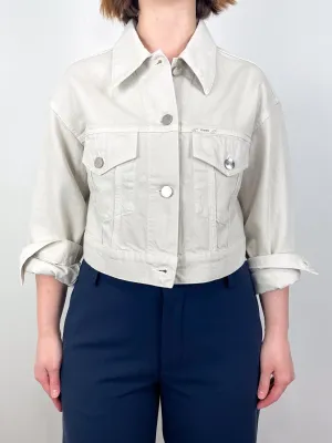Short Denim Jacket in Stone Beige