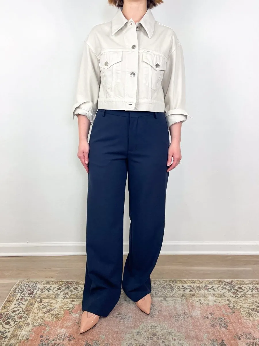 Short Denim Jacket in Stone Beige