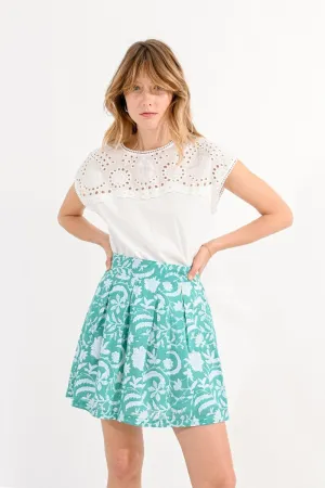SHORT FLORAL PLEATED SKIRT