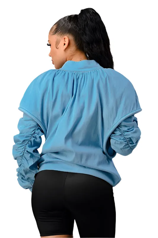 Sky High Style: The Puffed Denim Jacket