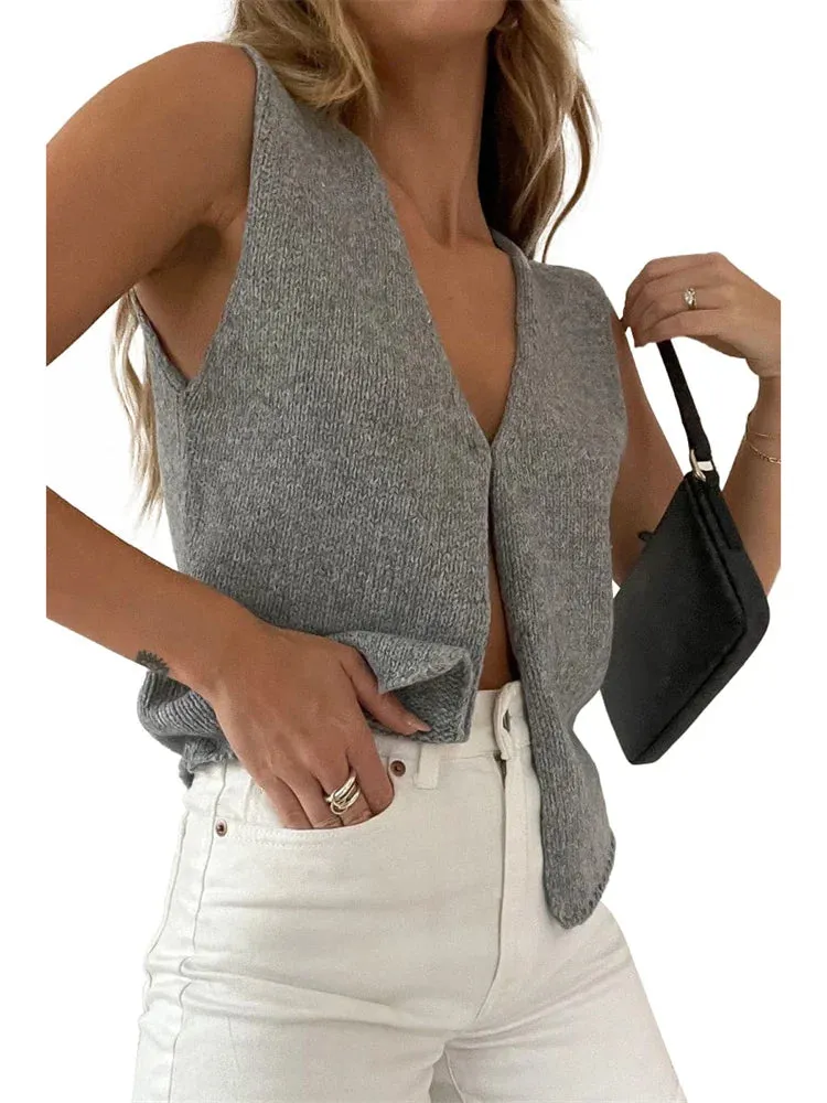 Sleeveless V-Neck Sweater Vest