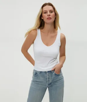 Sloan V Neck Tank - White