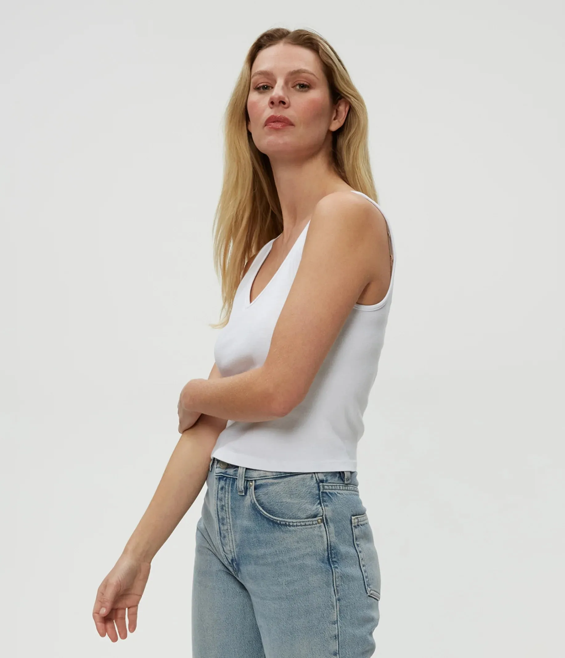 Sloan V Neck Tank - White