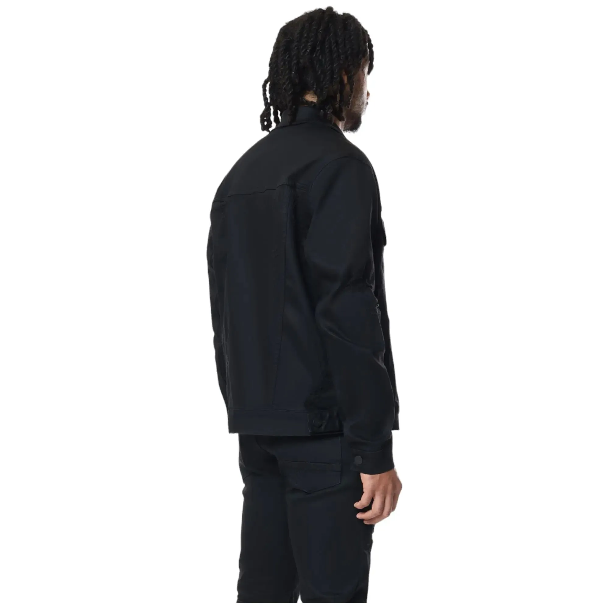 Smoke Rise Men Denim Jacket(Jet Black)