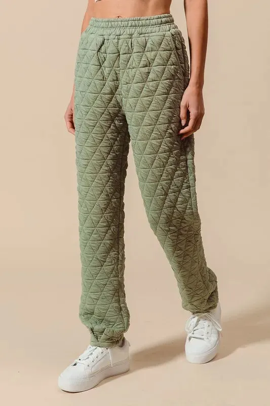 SO ME Triangle Quilted Straight Jogger Pants