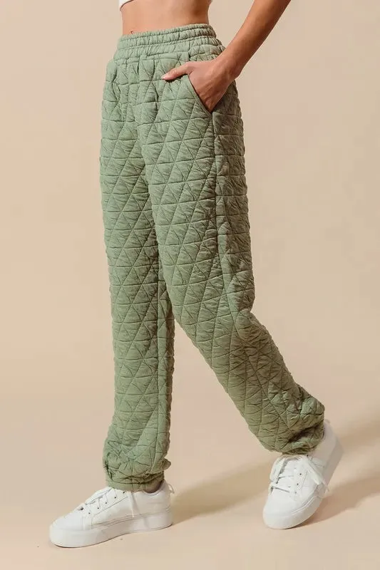 SO ME Triangle Quilted Straight Jogger Pants