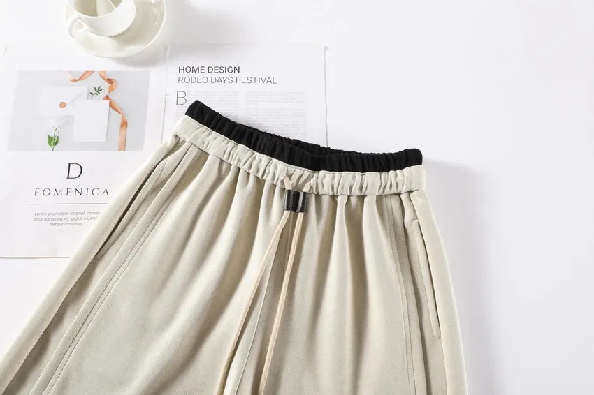 Solid Color Drawstring Waist Wide-leg Sweatpant Dream