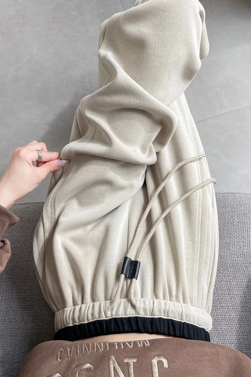 Solid Color Drawstring Waist Wide-leg Sweatpant Dream