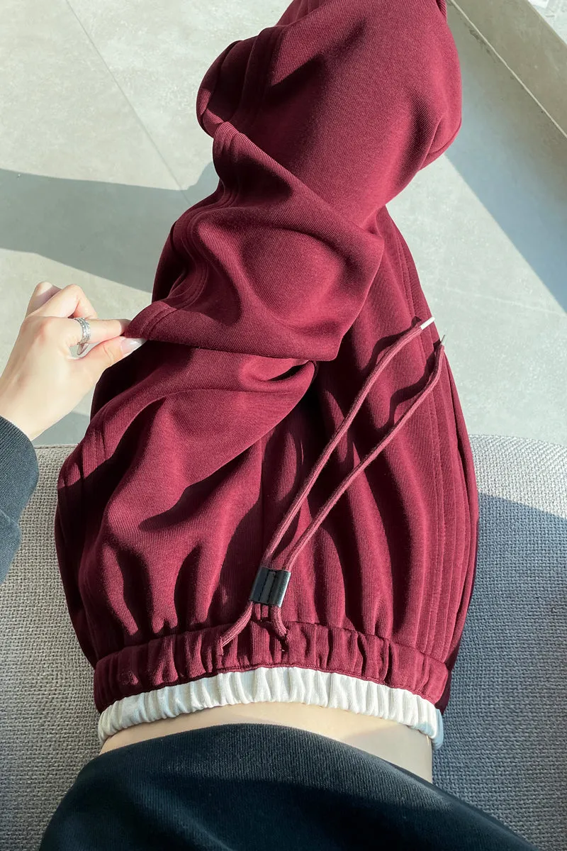 Solid Color Drawstring Waist Wide-leg Sweatpant Dream