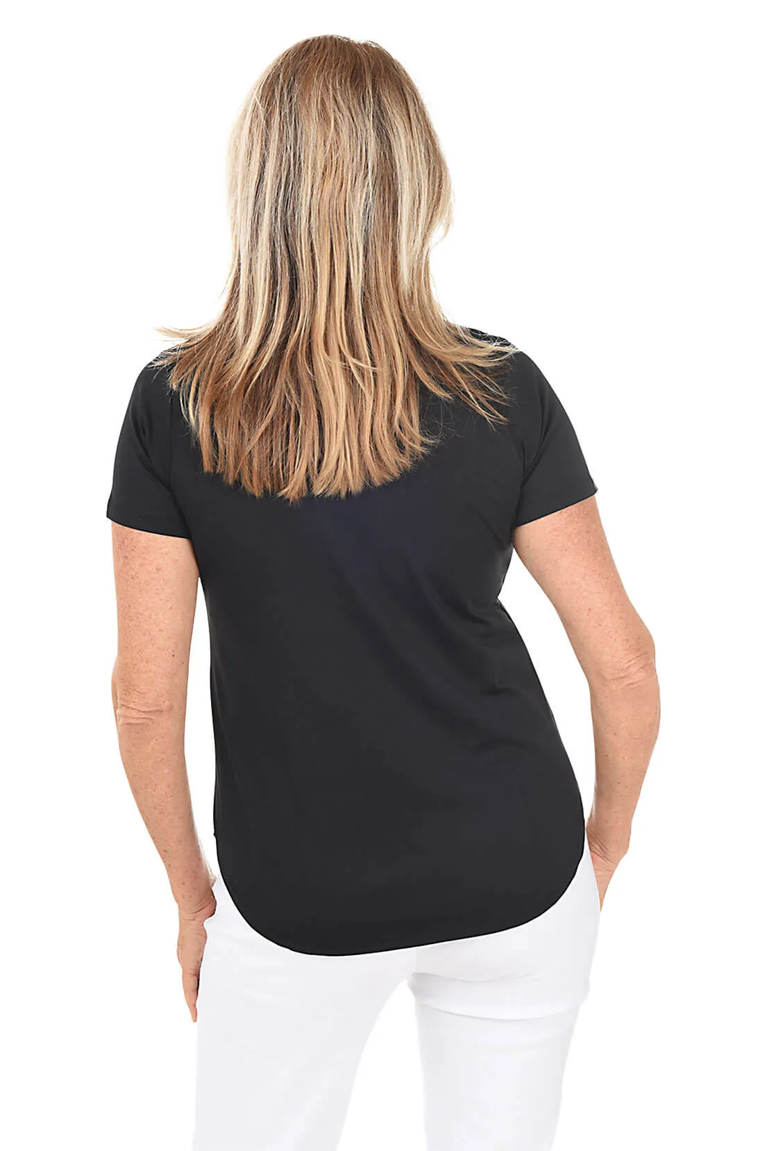 Solid UPF50  Split V-Neck Tee