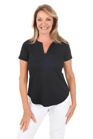 Solid UPF50  Split V-Neck Tee