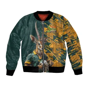 South Africa Rugby Custom Bomber Jacket Afro Springboks Mascot Sporty Version LT9