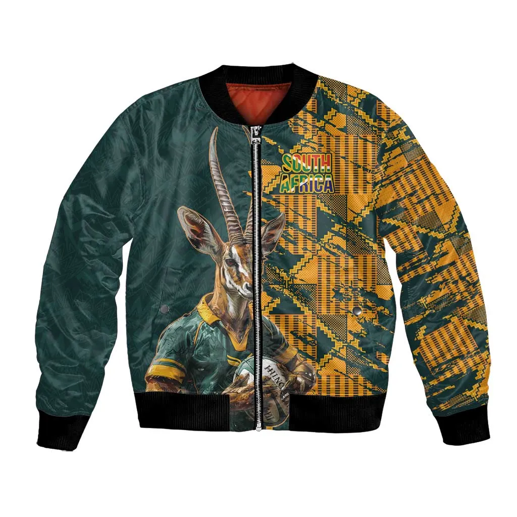 South Africa Rugby Custom Bomber Jacket Afro Springboks Mascot Sporty Version LT9