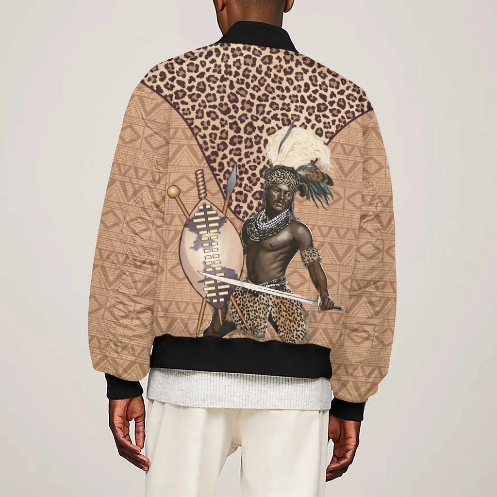 South Africa Zulu People Sleeve Zip Bomber Jacket Zulu Warrior - African Pattern LT15