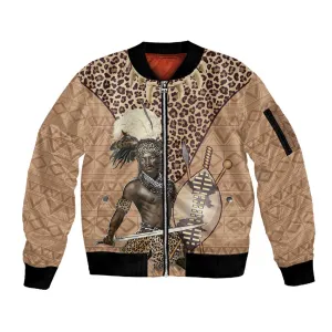 South Africa Zulu People Sleeve Zip Bomber Jacket Zulu Warrior - African Pattern LT15