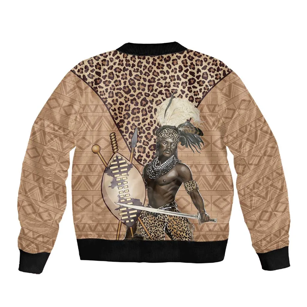 South Africa Zulu People Sleeve Zip Bomber Jacket Zulu Warrior - African Pattern LT15