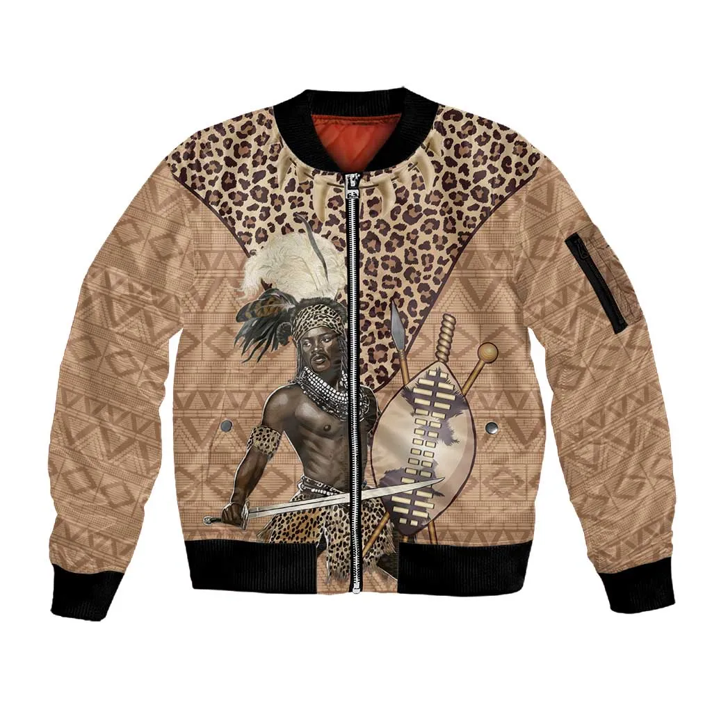 South Africa Zulu People Sleeve Zip Bomber Jacket Zulu Warrior - African Pattern LT15
