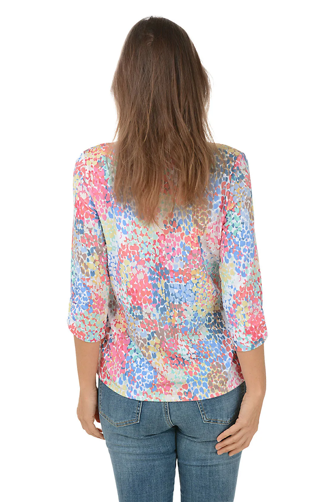 Spectral Ruched 3/4 Sleeve Top