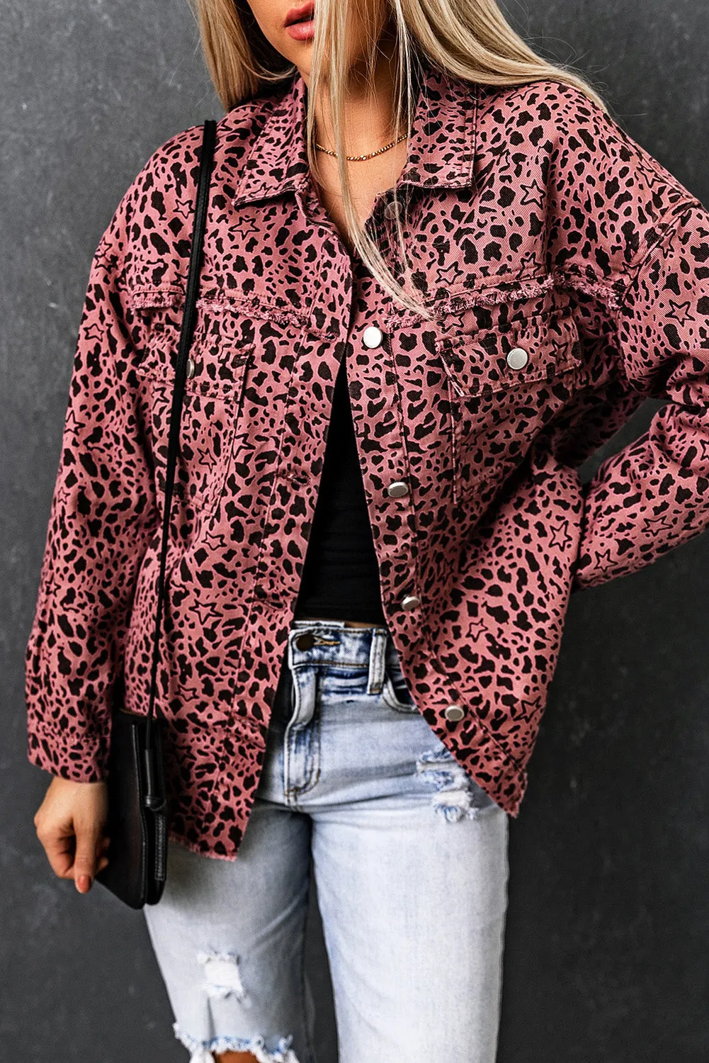 Spots Button Up Denim Shacket