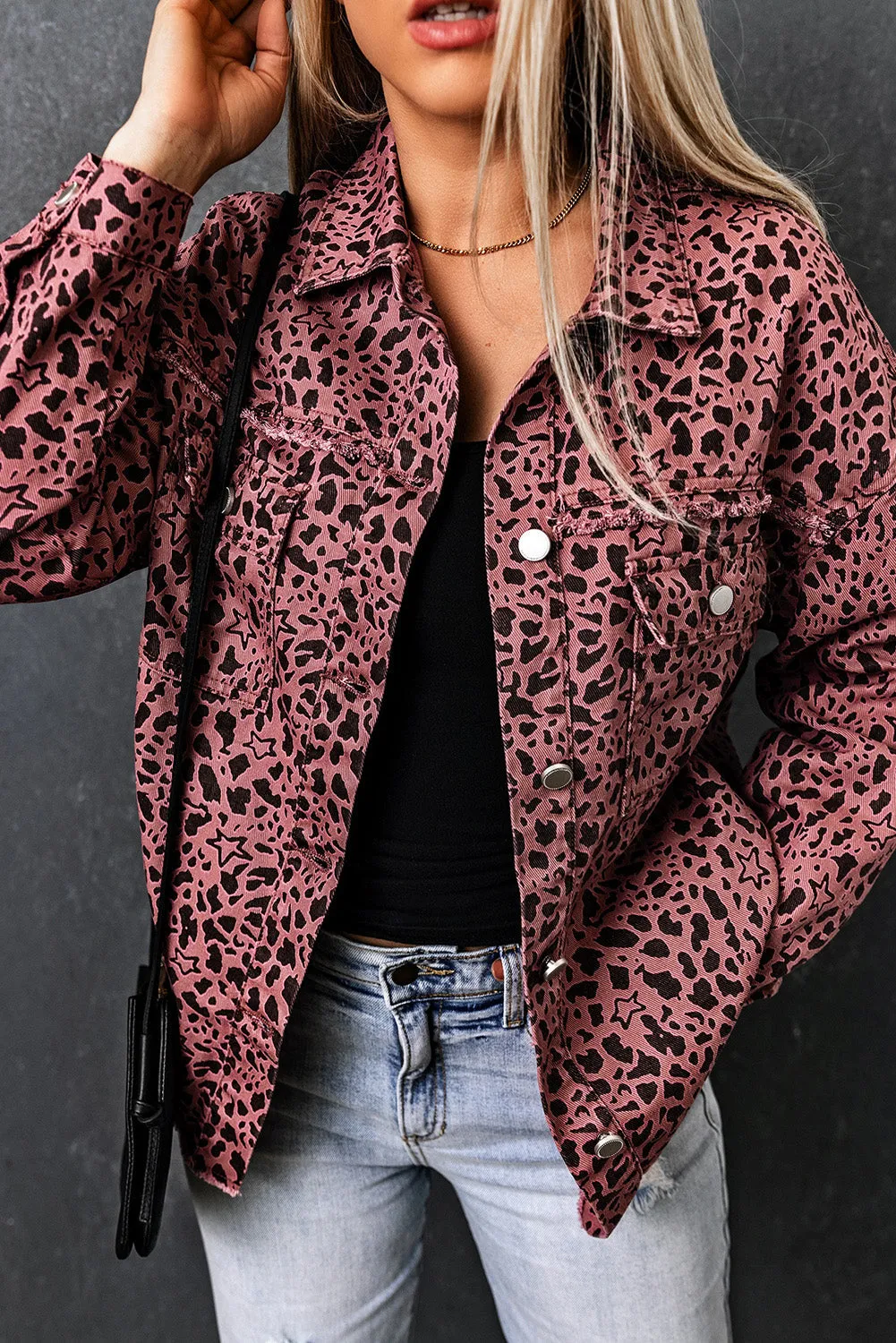 Spots Button Up Denim Shacket