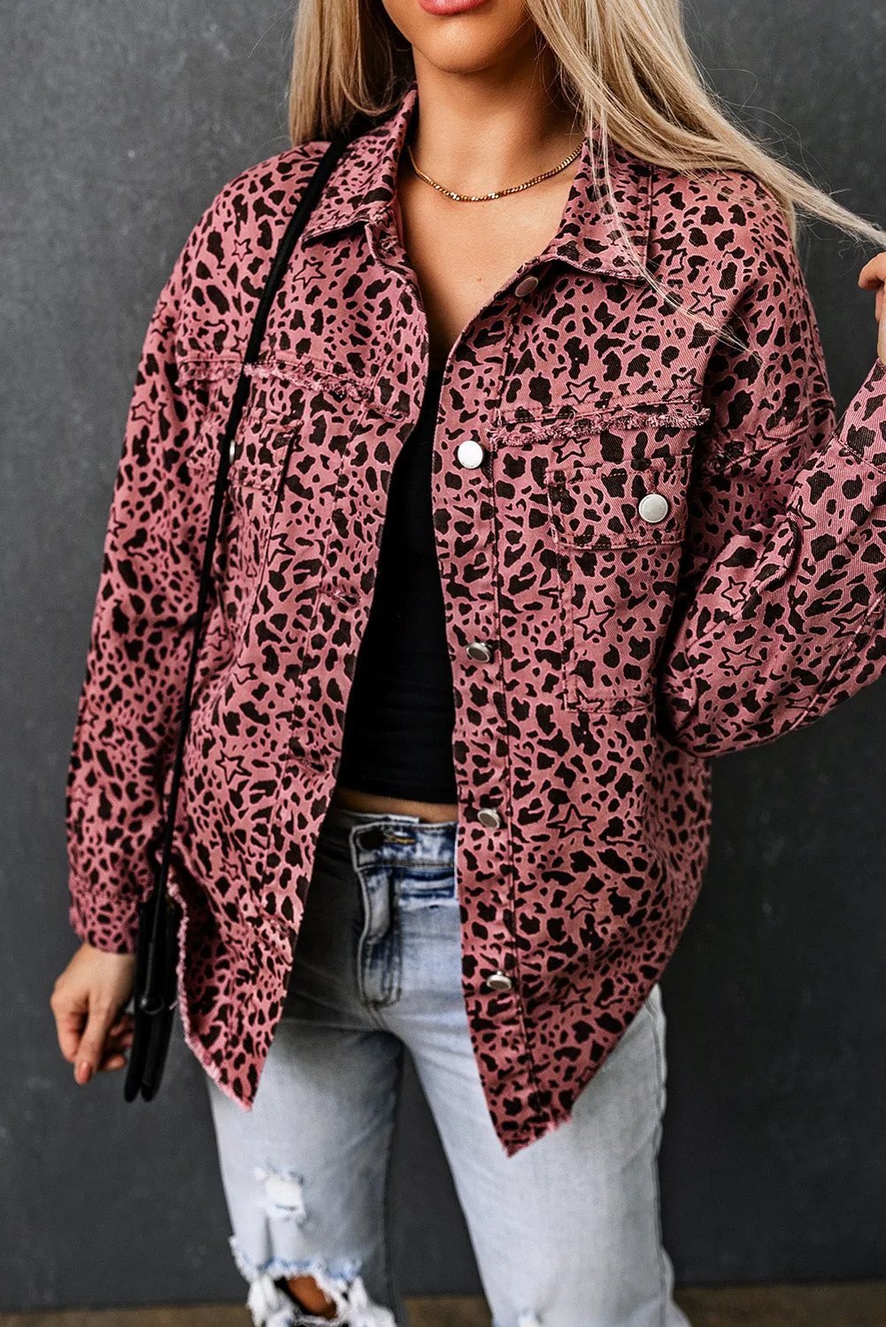 Spots Button Up Denim Shacket