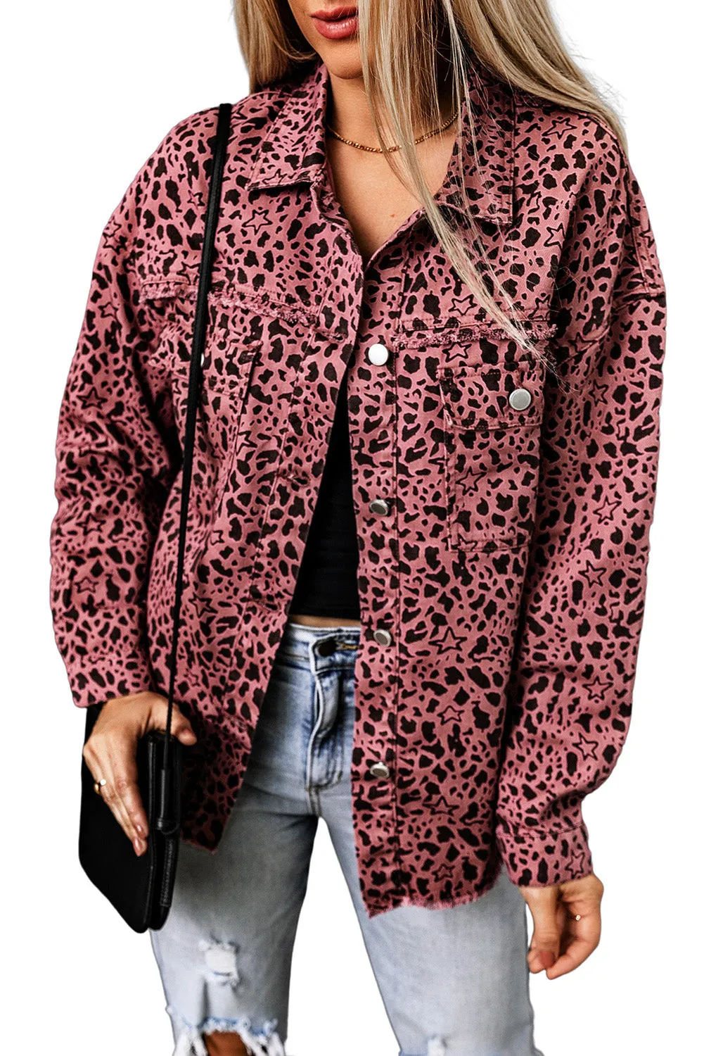 Spots Button Up Denim Shacket