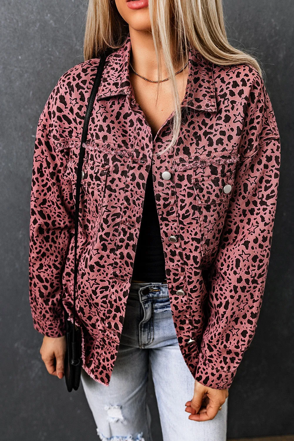 Spots Button Up Denim Shacket