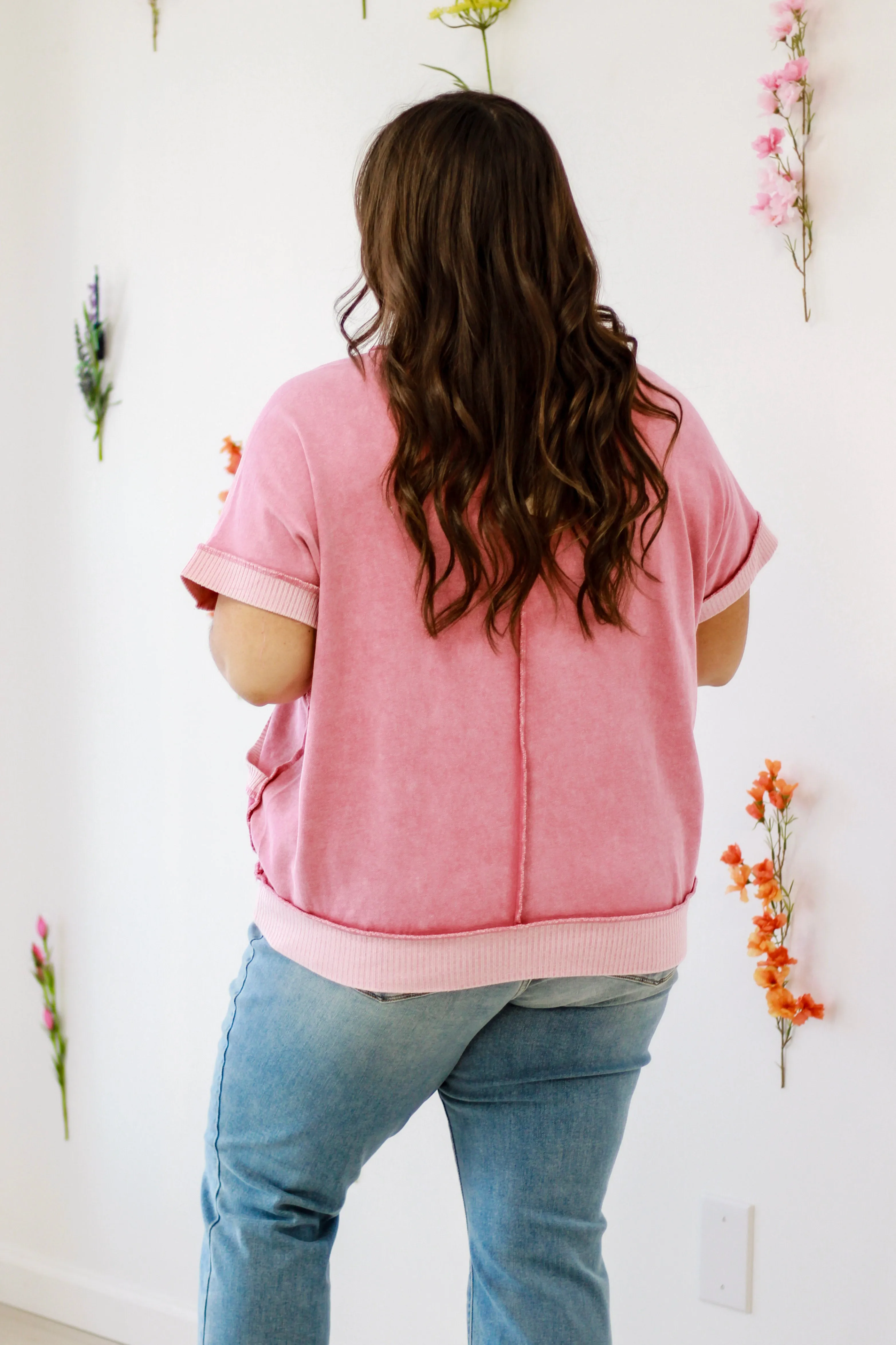 Spring Fling Mineral Wash Top in Pink