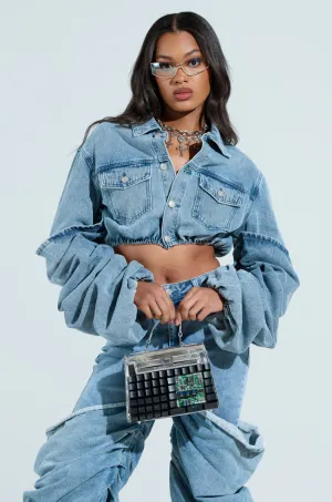 STACKED SLEEVE DENIM JACKET