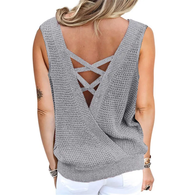 Strappy Wrapped V-neck Sleeveless Top