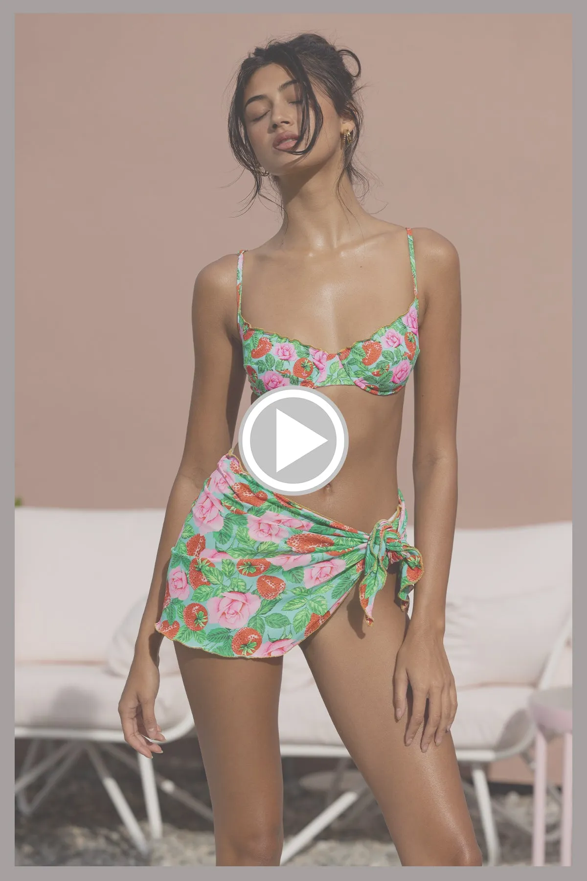 STRAWBERRY FIELDS - Wavy Luxe Stitch Minimal Balconette Top & Luxe Stitch Sarong Mini Skirt • Multicolor