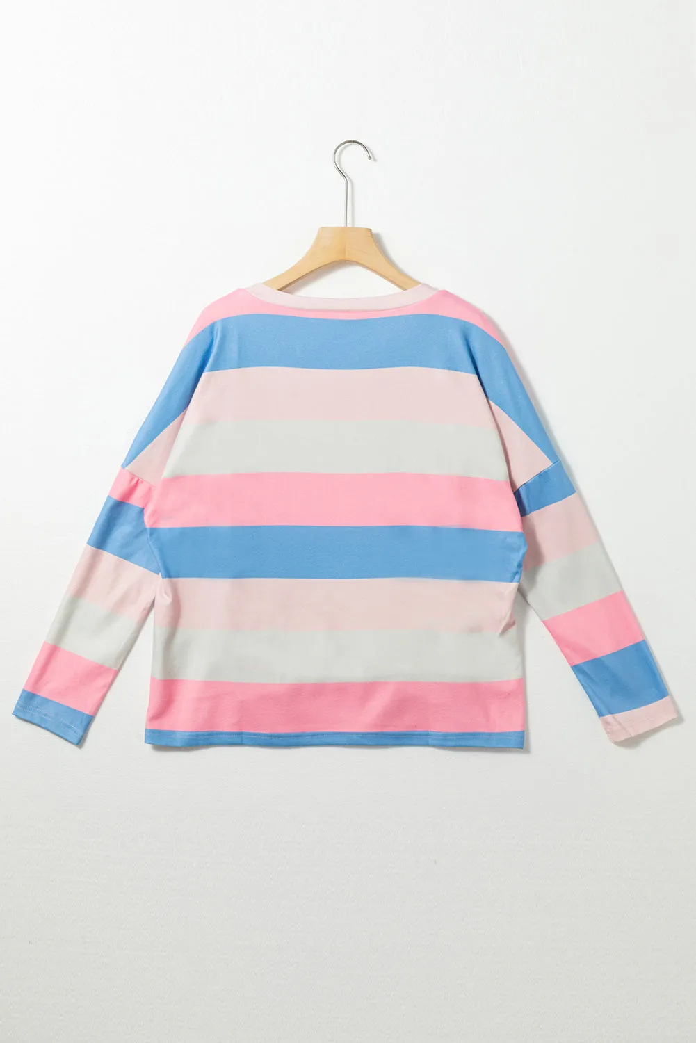 Striped V Neck Long Sleeve Top
