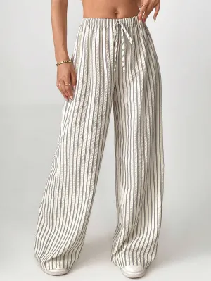 Stylish Tall Loose Striped Wide-Leg Trousers – Comfortable & Chic