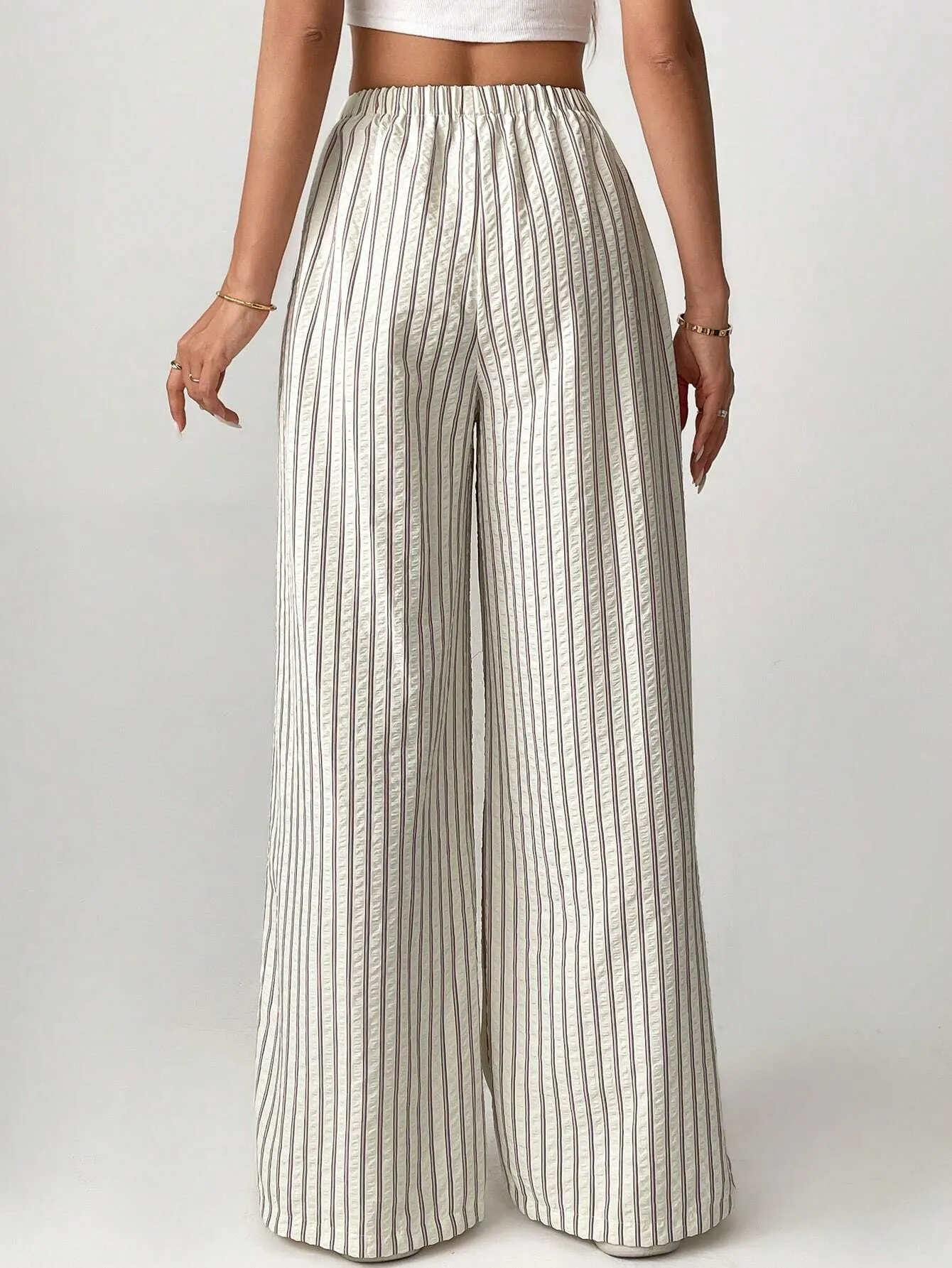 Stylish Tall Loose Striped Wide-Leg Trousers – Comfortable & Chic