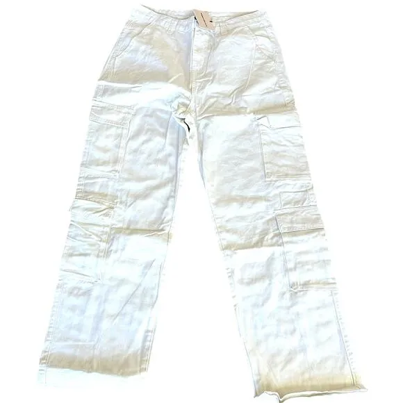Superdown Cargo Pant White MEDIUM Baggy Slouchy Low Streetwear Revolve $88 NEW