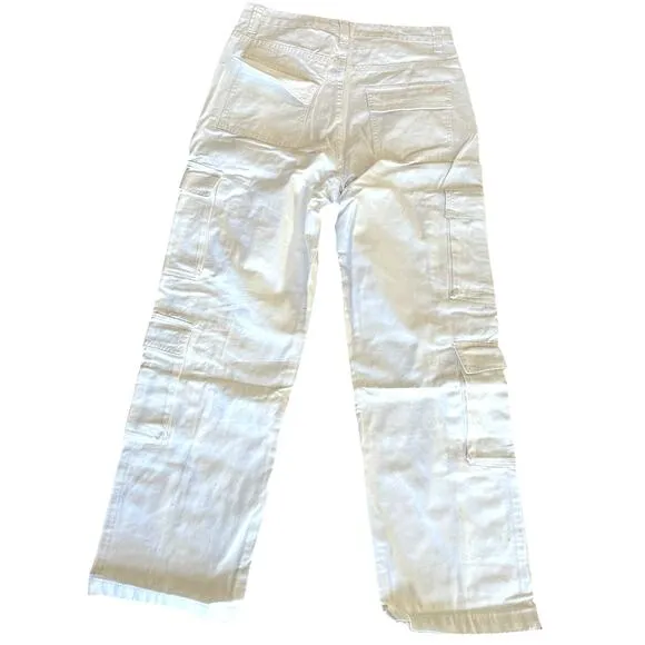 Superdown Cargo Pant White MEDIUM Baggy Slouchy Low Streetwear Revolve $88 NEW