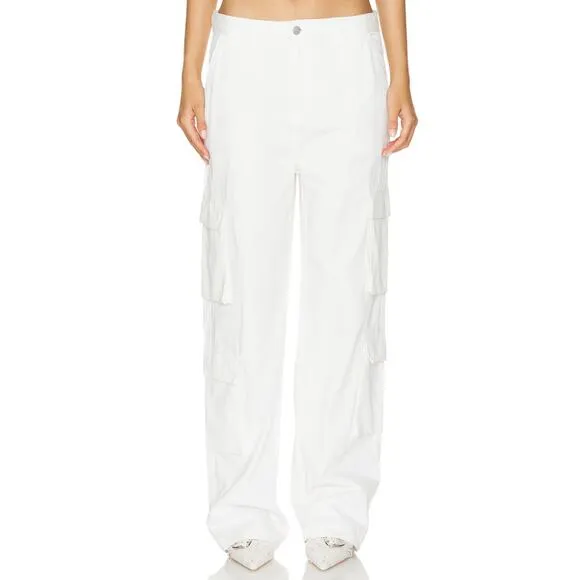 Superdown Cargo Pant White MEDIUM Baggy Slouchy Low Streetwear Revolve $88 NEW