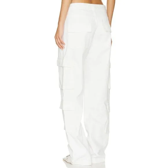 Superdown Cargo Pant White MEDIUM Baggy Slouchy Low Streetwear Revolve $88 NEW