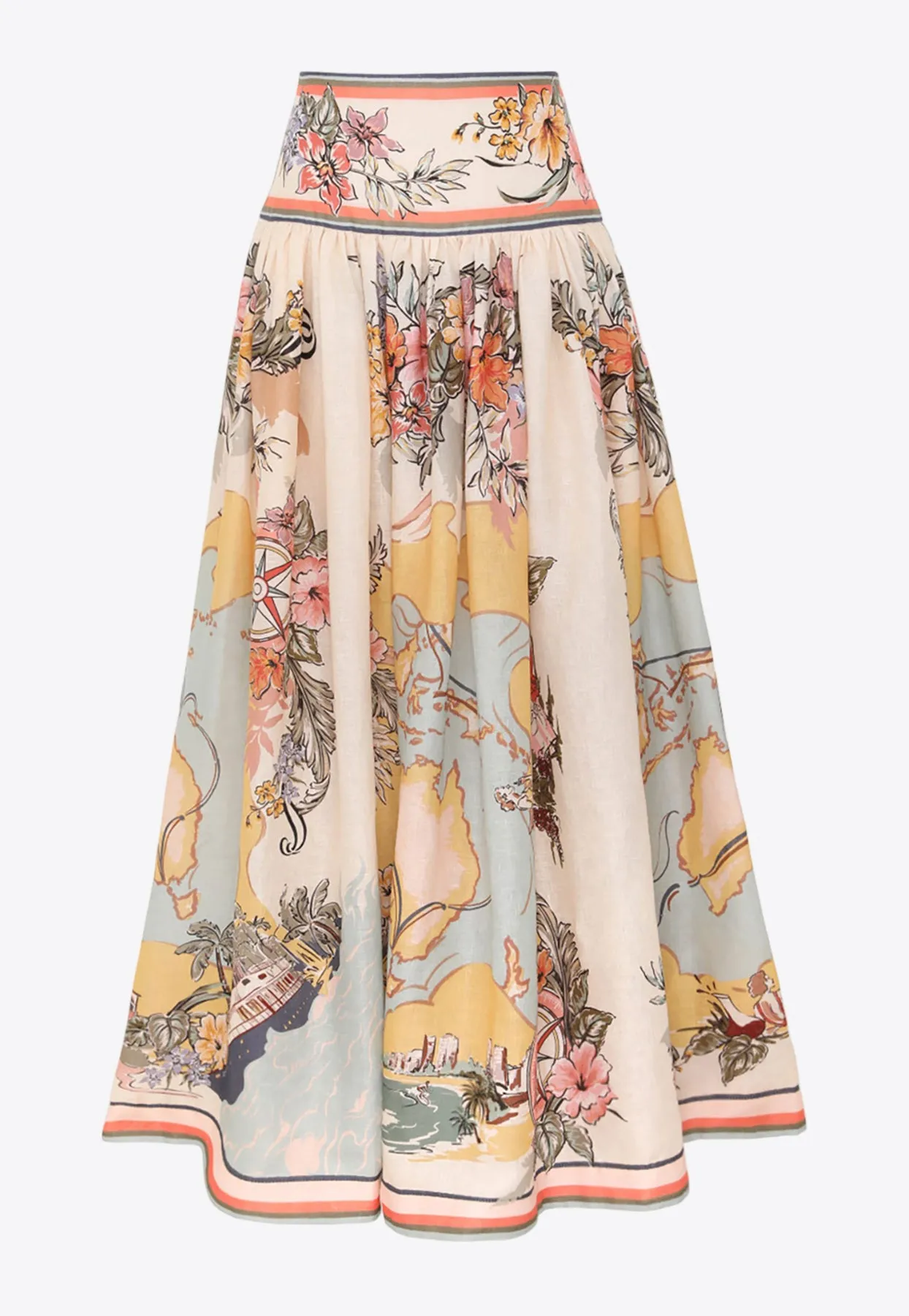 Tallow Floral Midi A-line Skirt