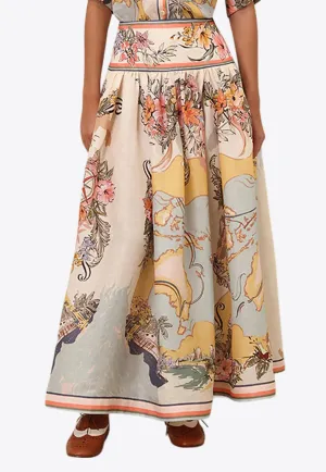 Tallow Floral Midi A-line Skirt