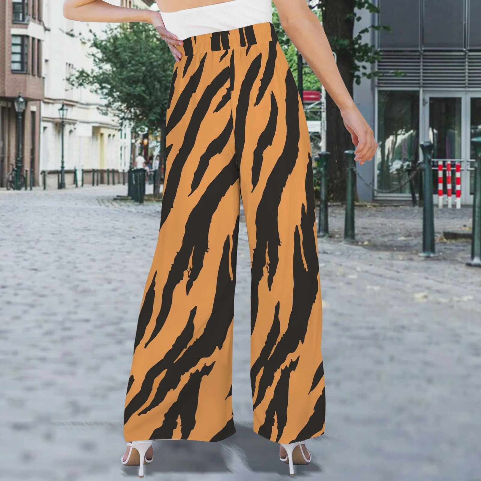 Tassel Tie Waist Split Wide Leg Pants