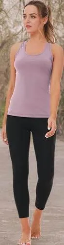 TELALEO 5 Pack Workout Tank Tops for Women, Athletic Racerback Sports Tops, Compression Sleeveless Dry Fit Shirts Black/Grey/White/Light Grey/Purple M/02