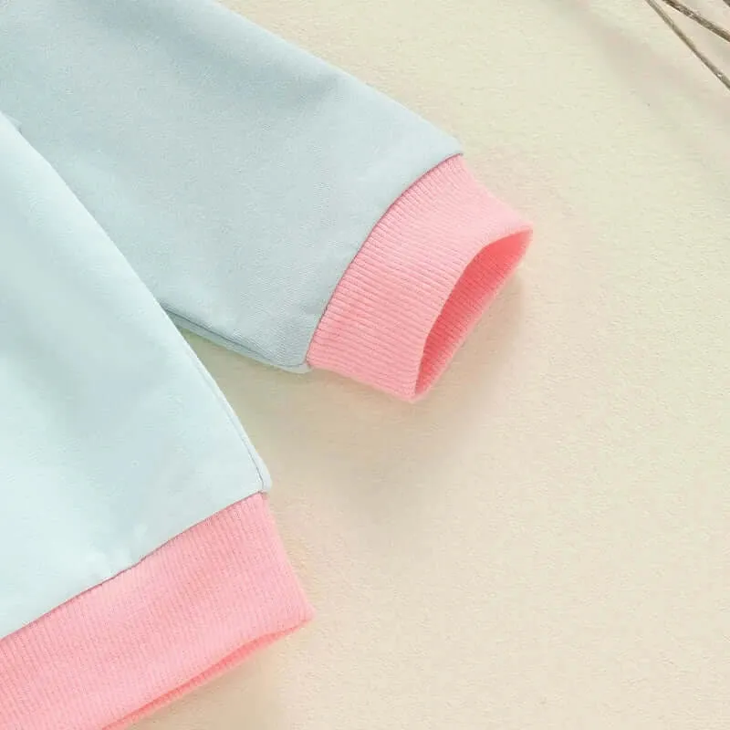 Toddler Girls Contrast Color Long Sleeve Sweatshirt-Pants