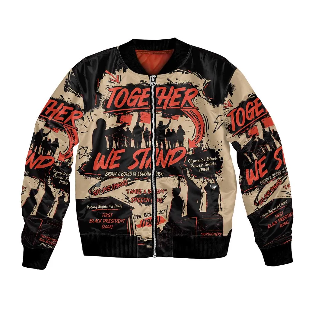 Together We Stand African American Bomber Jacket Important Milestones History Vintage DT03