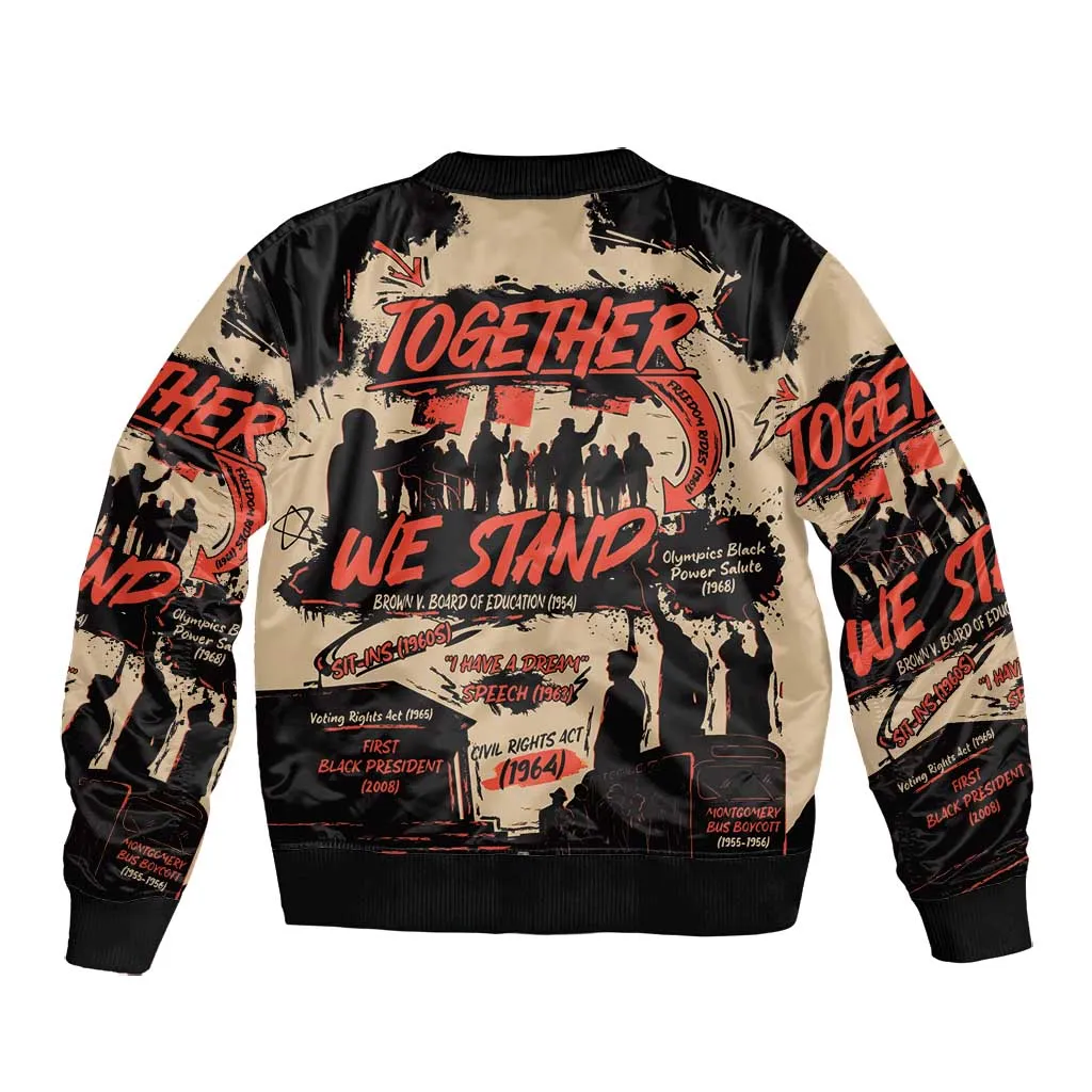 Together We Stand African American Bomber Jacket Important Milestones History Vintage DT03