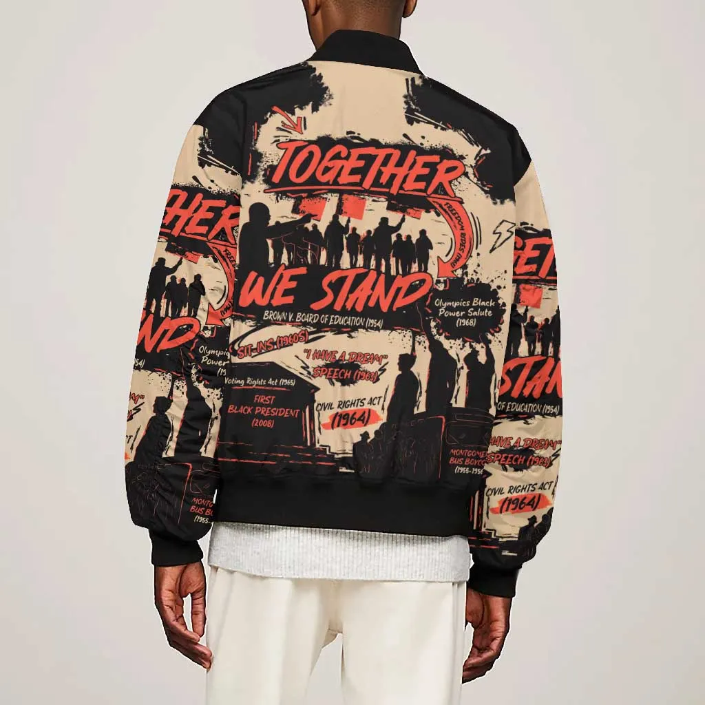 Together We Stand African American Bomber Jacket Important Milestones History Vintage DT03