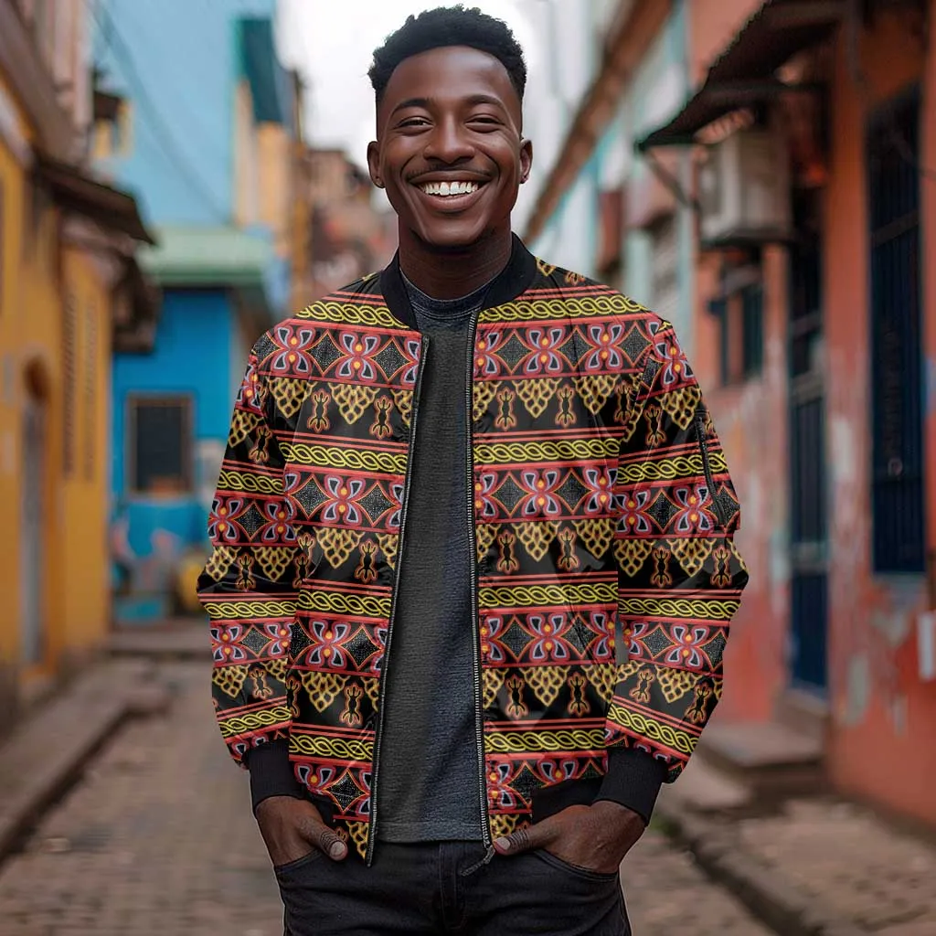 Toghu Cameroon Sleeve Zip Bomber Jacket Traditional Pattern LT15