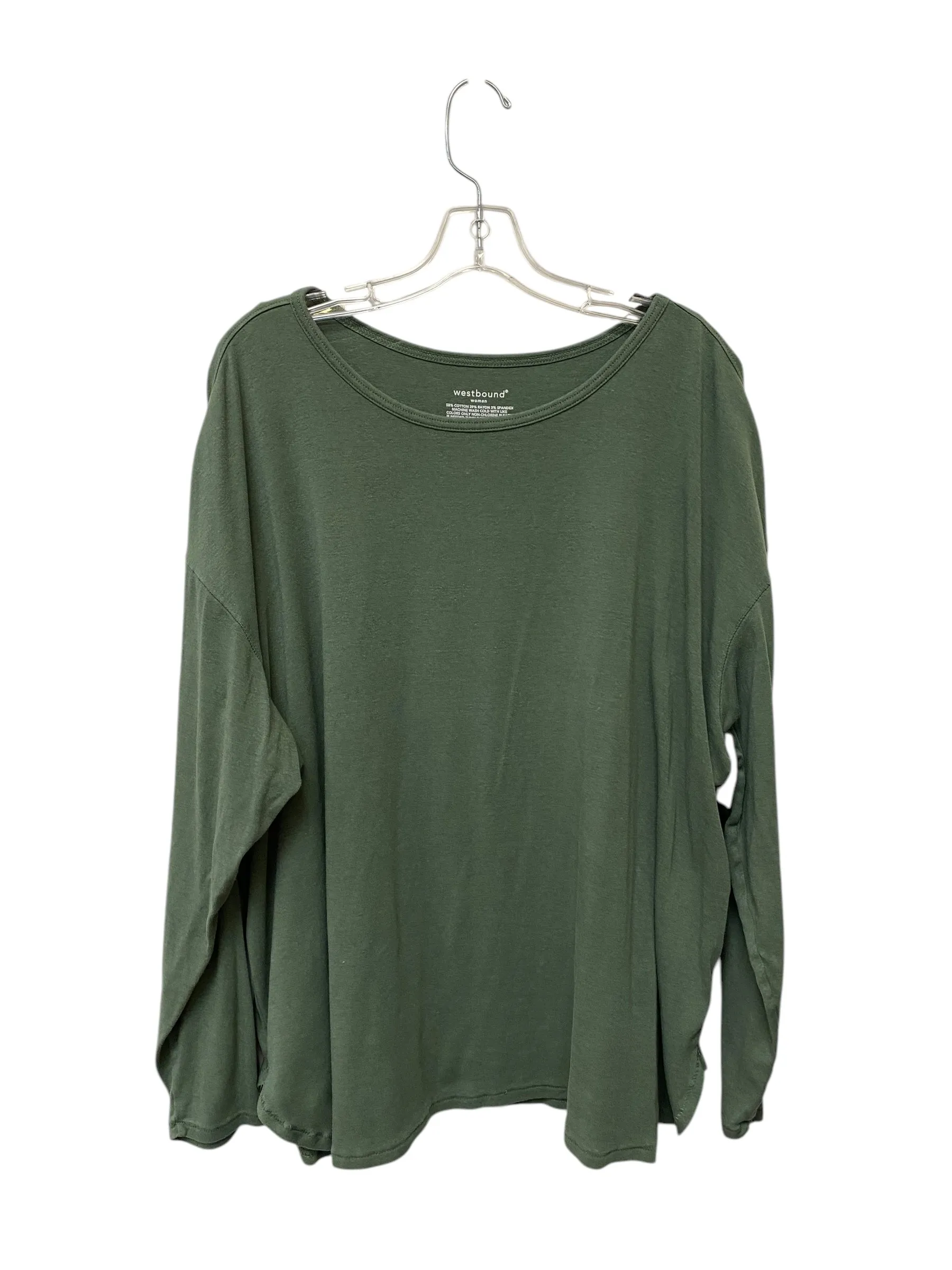 Top Long Sleeve Basic By West Bound In Green, Size: 3x