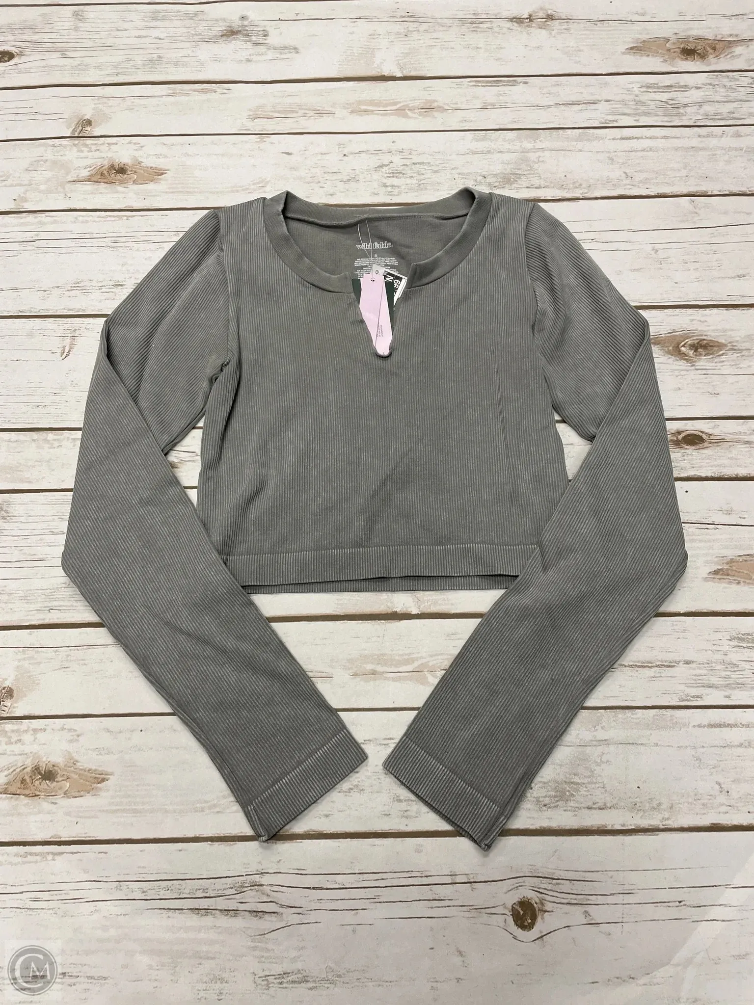 Top Long Sleeve Basic By Wild Fable In Grey, Size: S